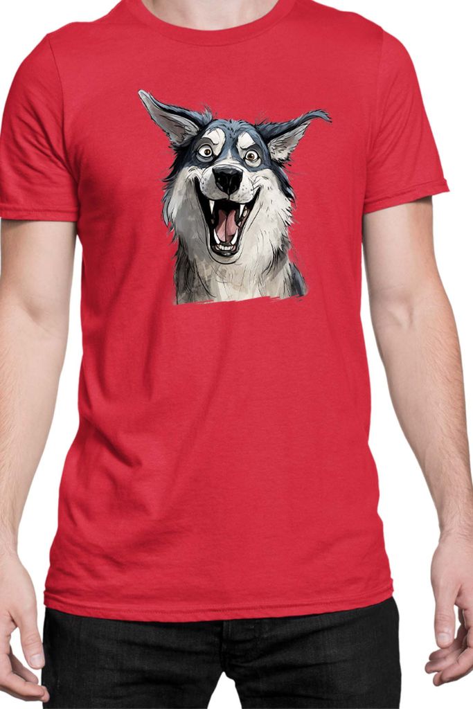 Herren T-Shirt Funny Dogs Breeds Siberian Husky Dog Breed, Man L / Rot
