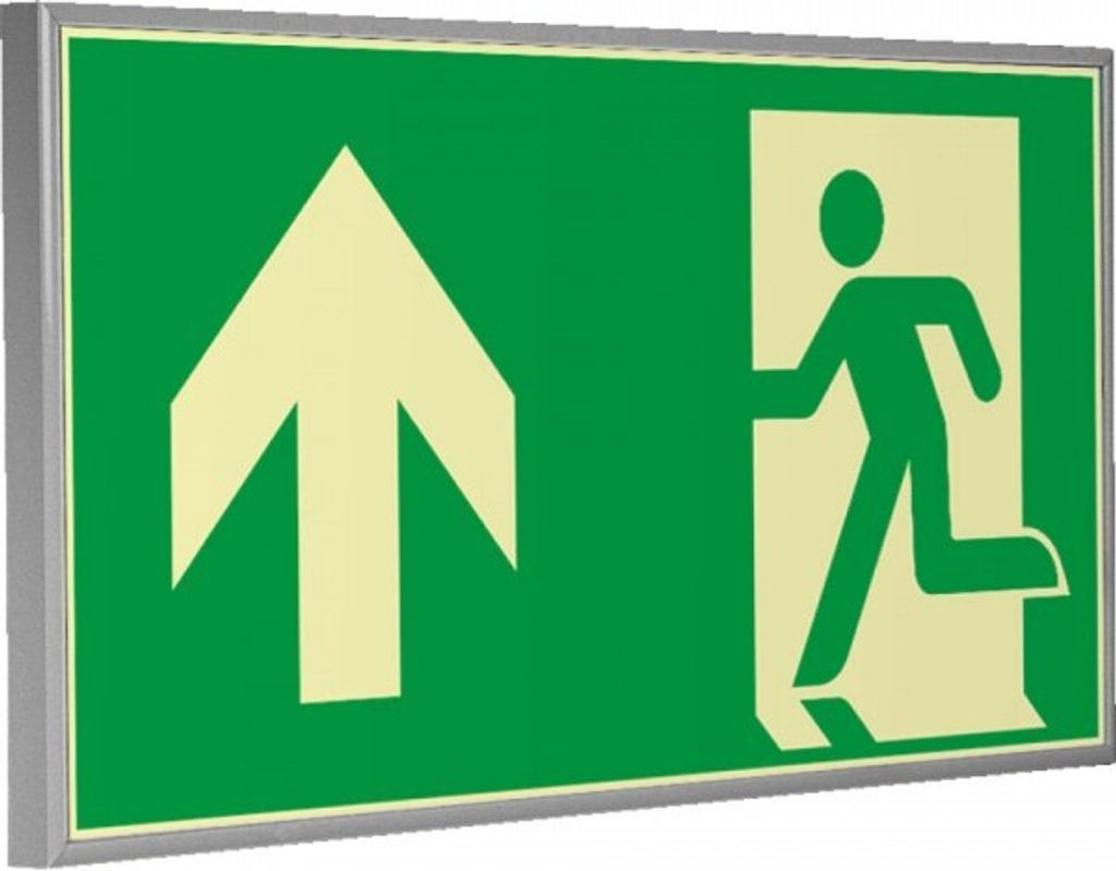 Schild | PERMALIGHT power langnachleuchtend Rettungszeichen geradeaus, Rahmen...