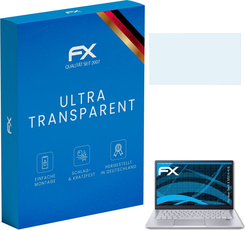 atFoliX FX-Clear 2x Schutzfolie kompatibel mit Acer Swift X (SFX14-41G) Displayschutzfolie