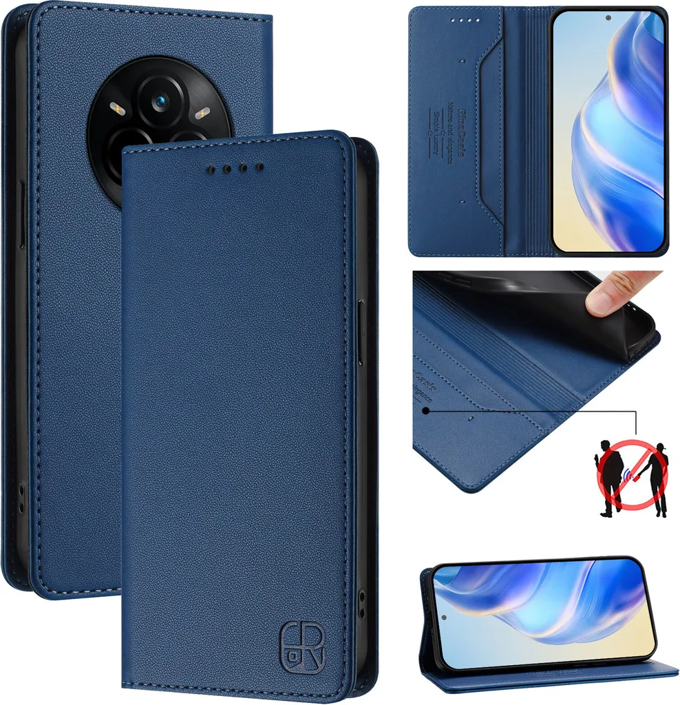 Custodia Minimal Blu per Realme 14 Pro - Flip Cover Sottile