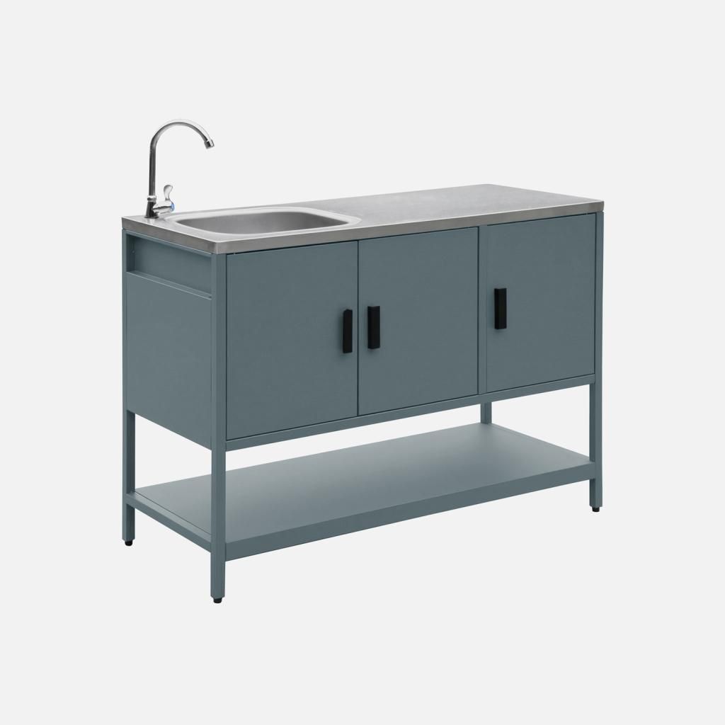 sweeek - Outdoor-Küche aus Stahl mit Spüle L120 cm - Produktbild 