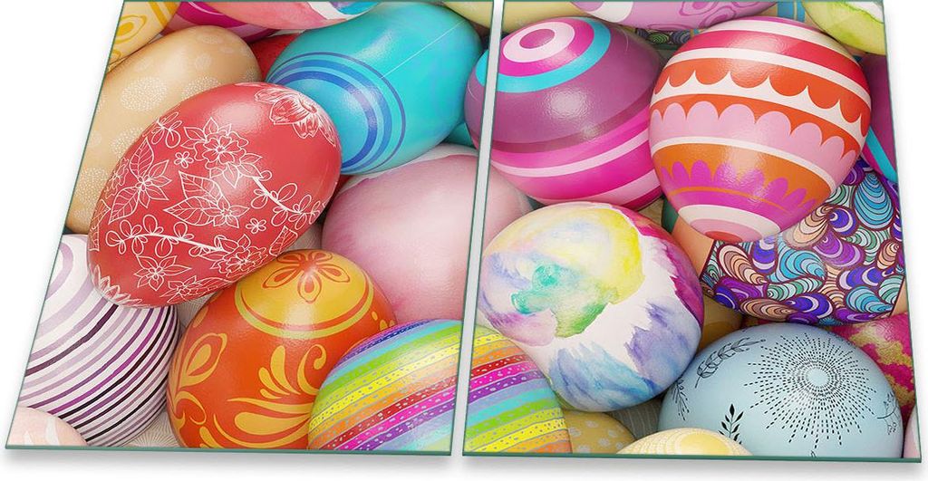 Herdabdeckplatte Glaskeramik 2-Teilig 2x40x52 Ostern Bunt Abdeckung Spritzschutz Glas
