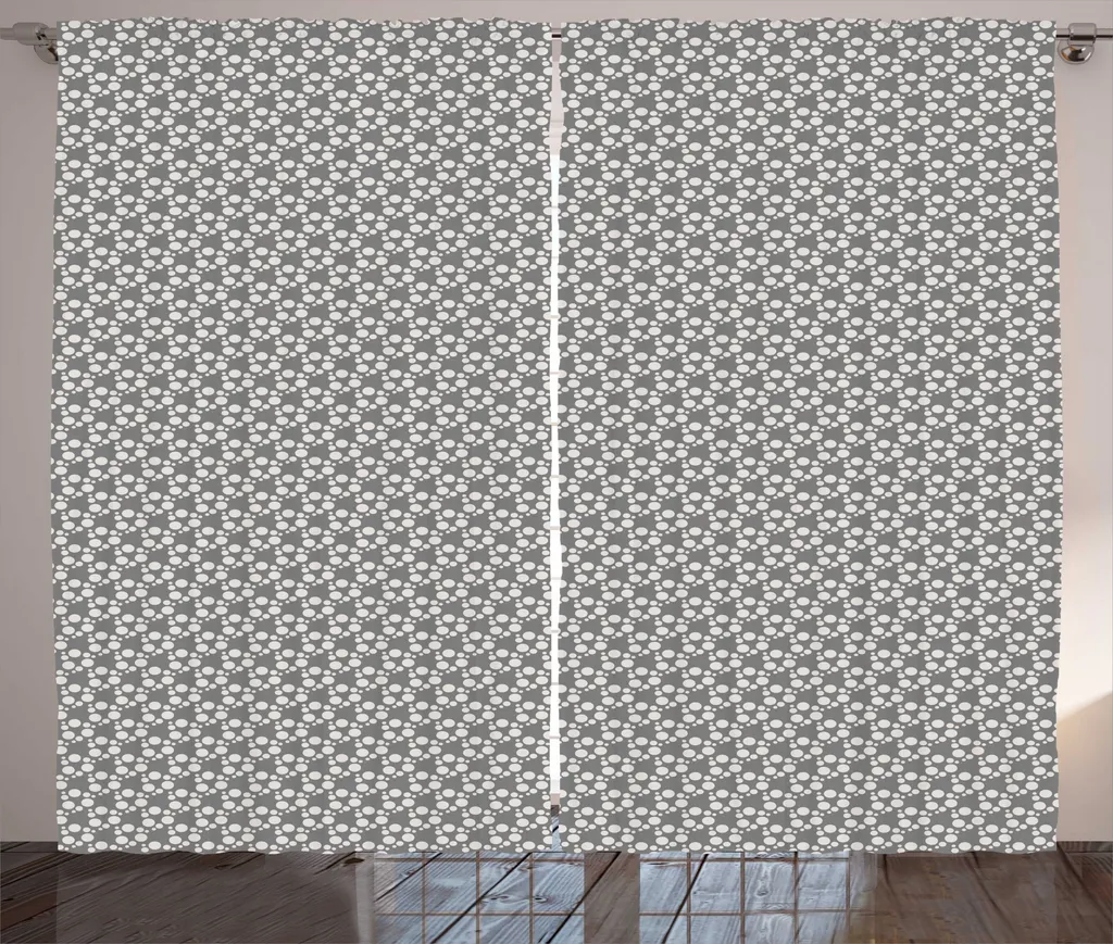 Rideau de chambre à fronces 280x225 cm motif pois rétro gris et crème