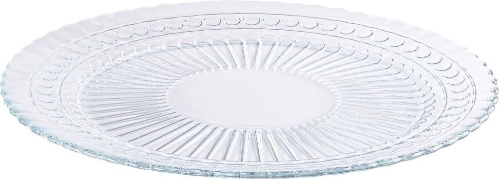 Skleněný podnos na dorty, průhledný reliéf 32 cm, elegantní Obrázek produktu 