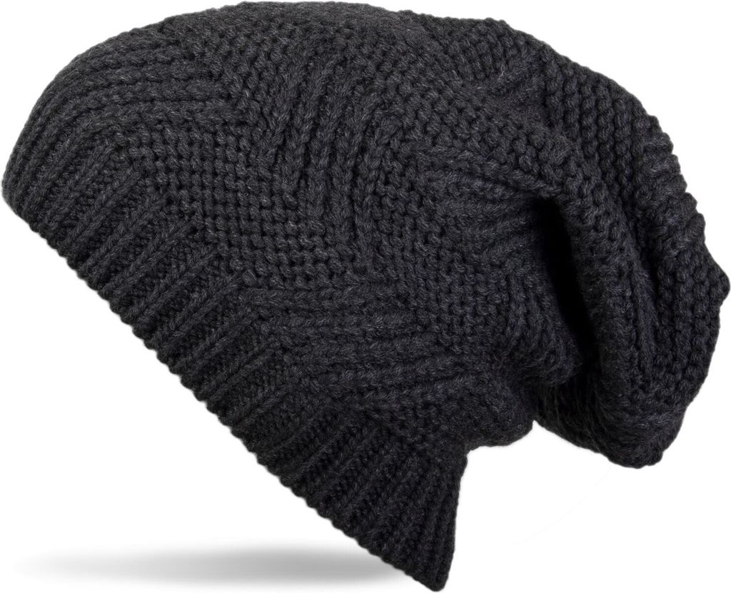 styleBREAKER Uni Beanie Strickmütze mit Struktur Muster, Mütze gestrickt, Einfarbig Uni Winter 04024017