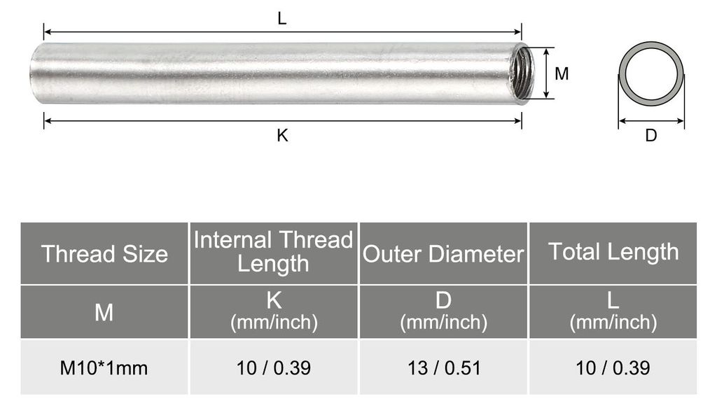 15 Stš¹ck Runde Kupplung Mutter M10x1mm Innengewinde 10mm Gewinde Rundhš¹lse Verbinder Stange Bolzen Rohrmutter Hardware Befestigung Silber