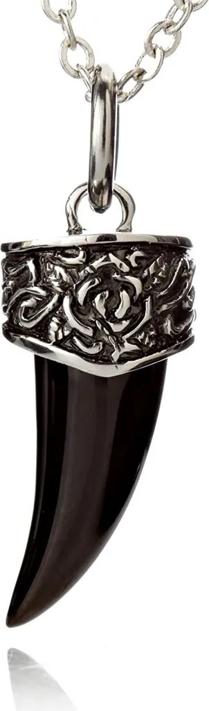 Idea Regalo Uomo: Collana Dente Acciaio Nero PVD - Elegante P258