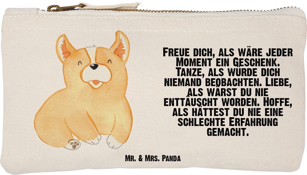 Mr. & Mrs. Panda Kulturbeutel Corgie Größe S Klein - Weiß - Geschenk, Britisch, toiletry bag, Sprüche, kosmetiktäschchen, Corgi, pencil case, ...