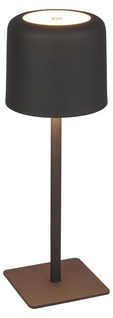 Dehner Akku-Tischleuchte Niva Ø11 x H30 cm – LED Touch-Leuchte, dimmbar, warmweiß, USB-C Ladefunktion, kabellos, Schwarz