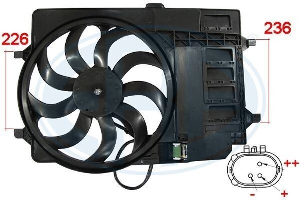 ERA 352016 Lüfter Motorkühlung Kühlerlüfter für MINI Schrägheck (R50, R53) Wasserkühler Ø398mm