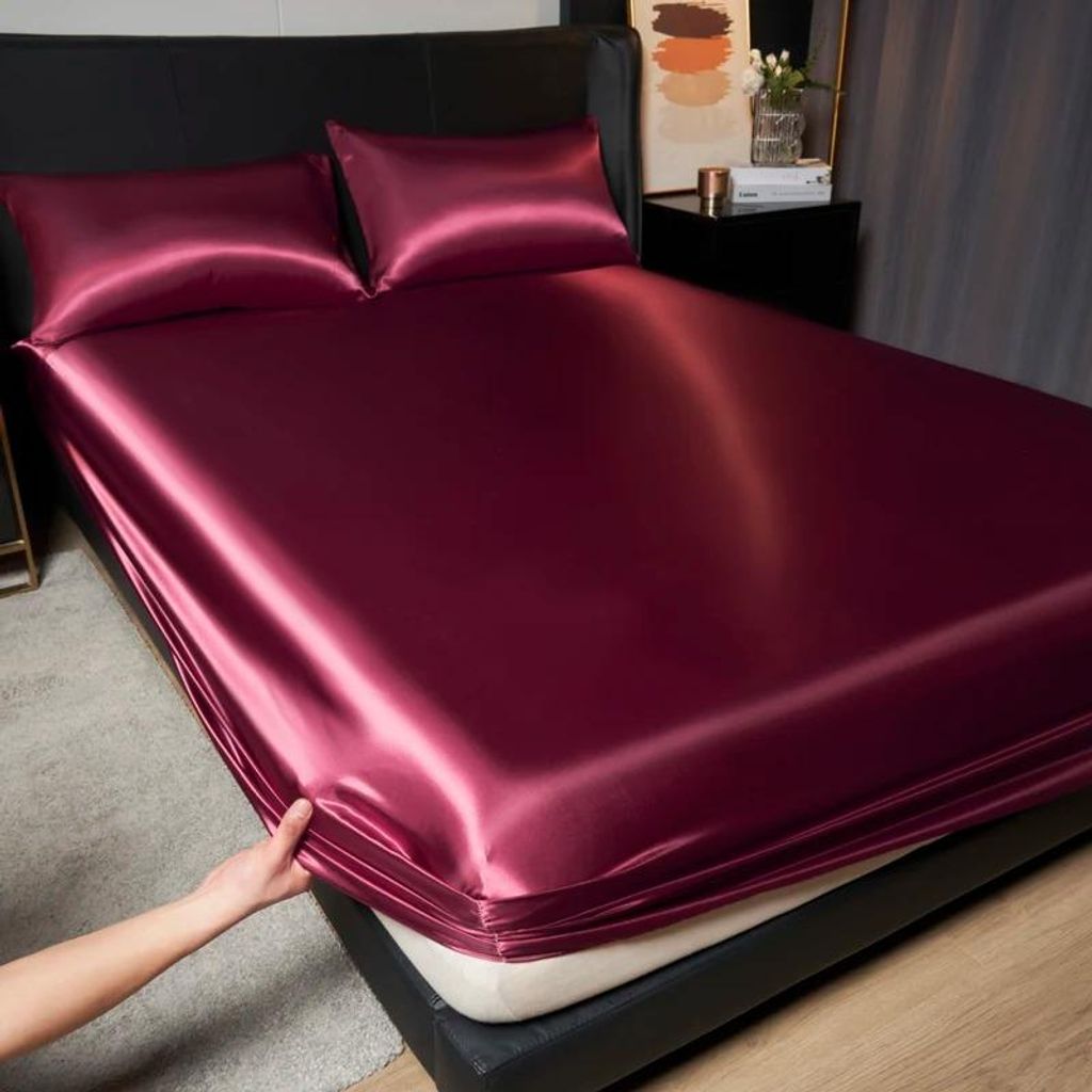 Satin Spannbettlaken 160x200 cm l Seide Optik Bettlaken Matratzenbezug weich glatt hautfreundlich Schlafkomfort Schlafzimmer