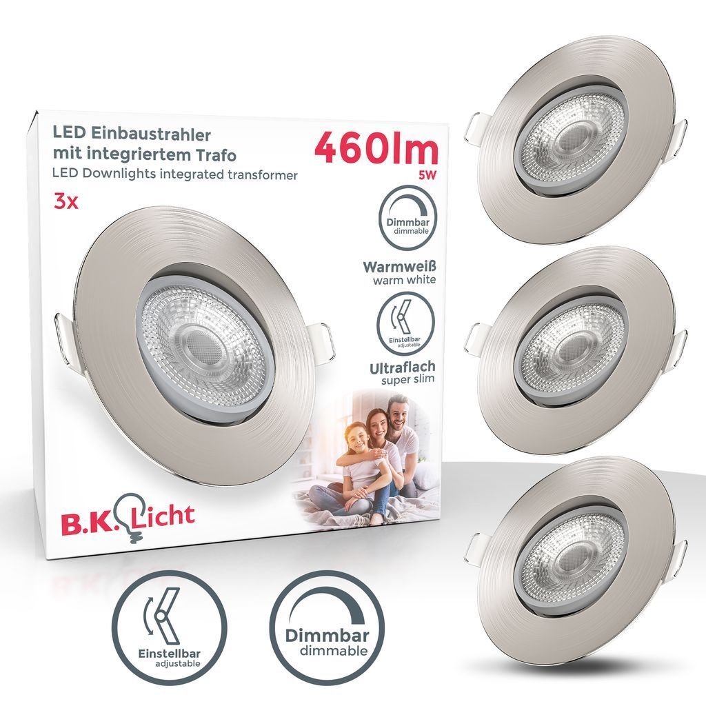 3x LED zapustené spoty stmievateľné stropné svietidlo Obrázok produktu 