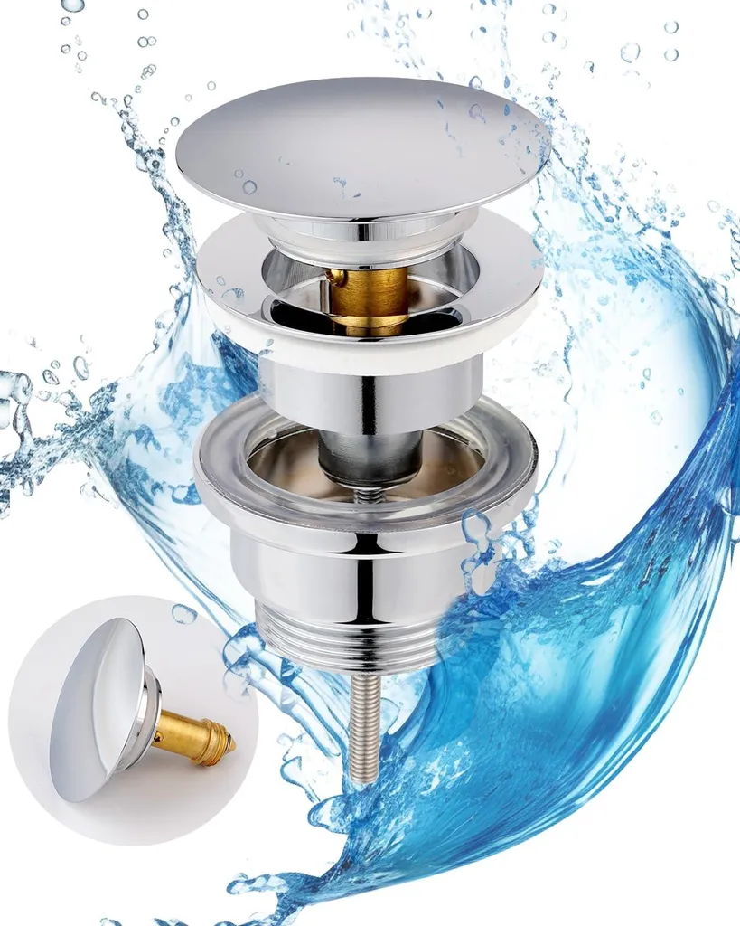 Bonde de lavabo universelle à clapet en laiton pour évacuation sanitaire