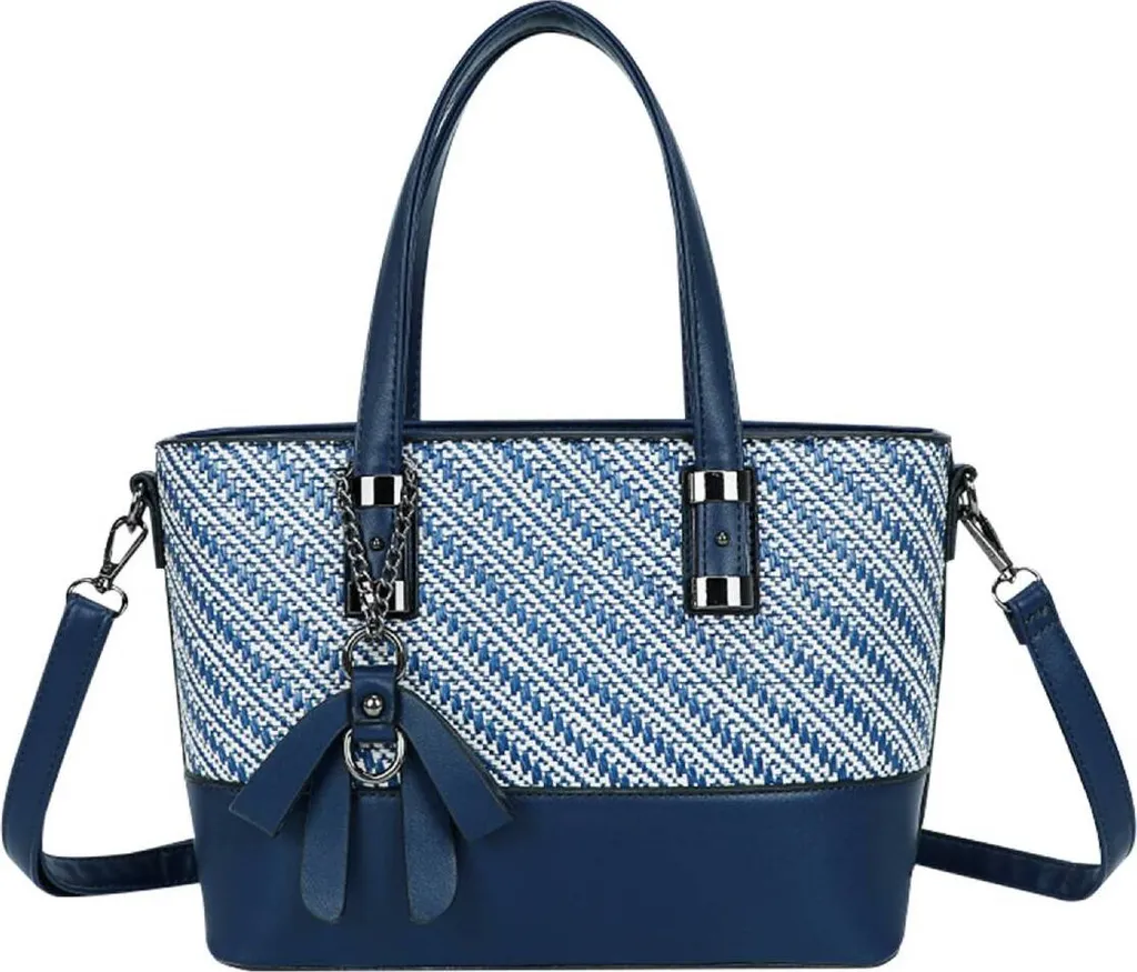 Gallantry Borsa Blu Stampata: Tracolla Donna Design con Frange