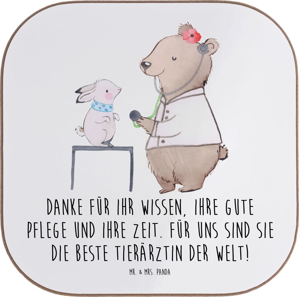 Mr. & Mrs. Panda Untersetzer für Gläser Beste Tierärztin - Weiß - Geschenk, Danke sagen, Tierarzt, Coaster, Wertschätzung, Veterinärmedizin, ...