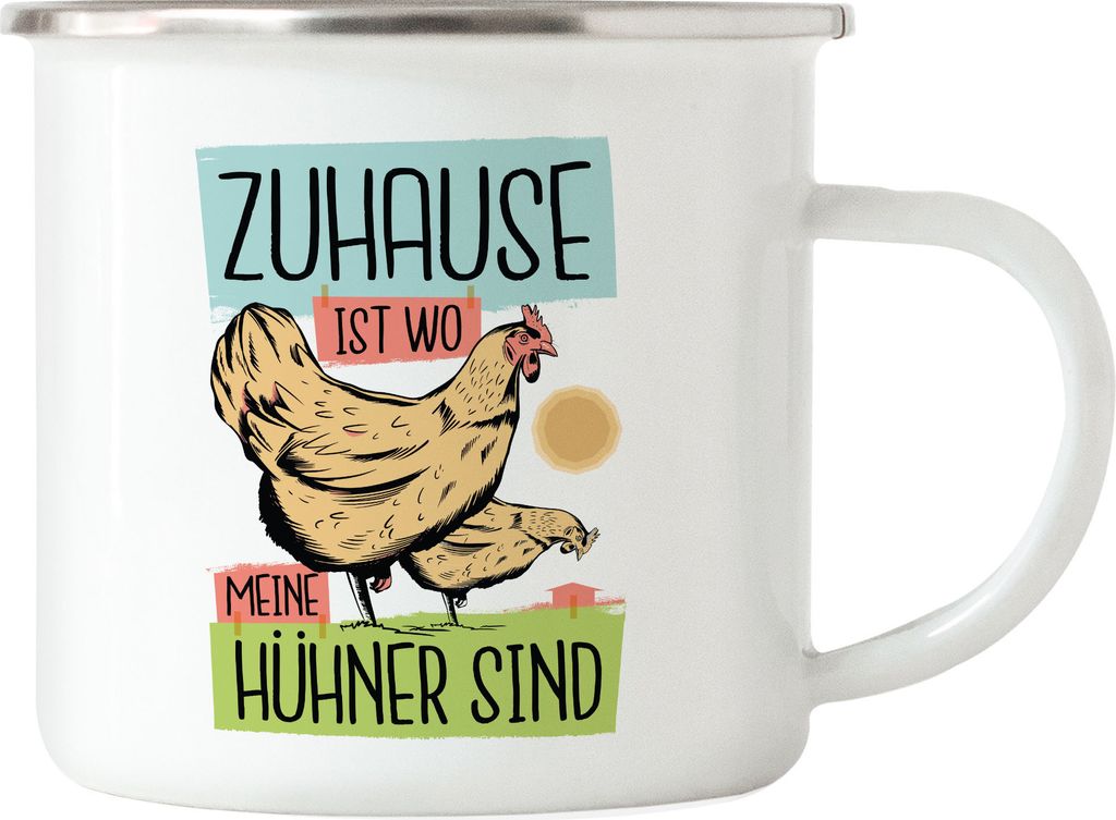 Zuhause Ist Wo Meine Hühner Sind Emaille Tasse Huhn Fans Produktbild 