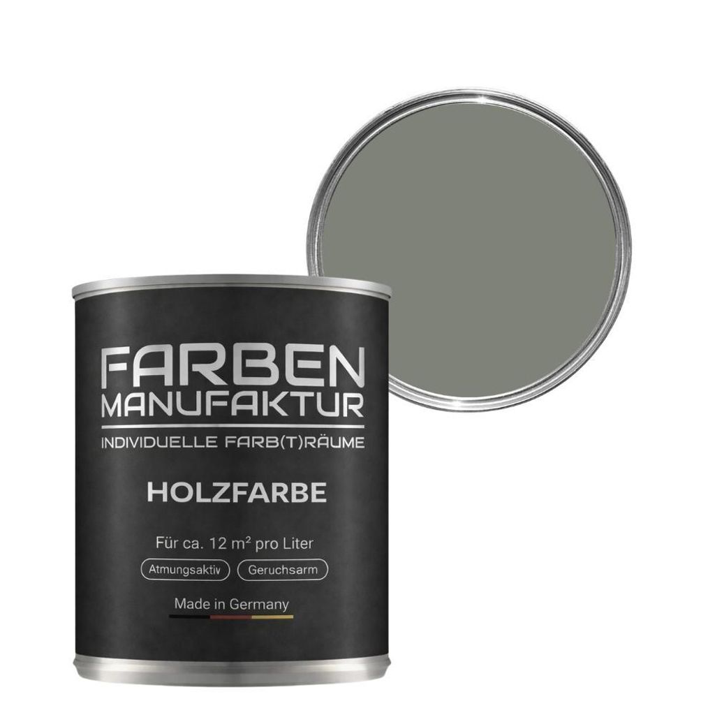 Farben Manufaktur Holzfarbe Wetterschutzfarbe Holzlack RAL deckend 1L - ca. RAL 7023 Betongrau