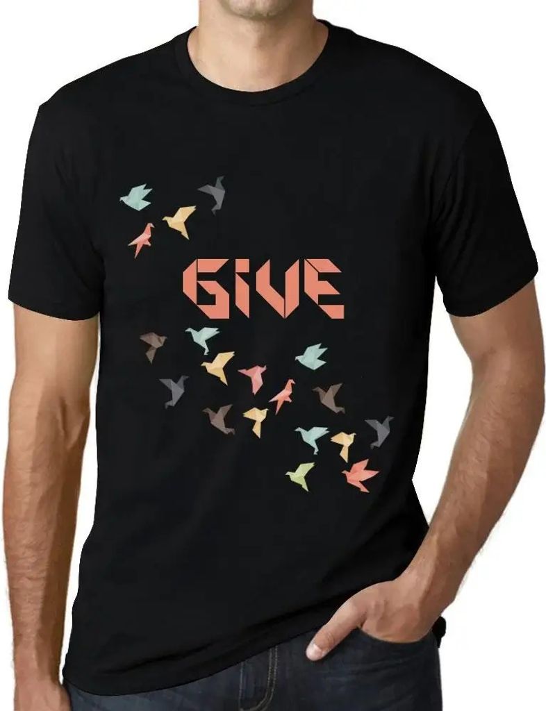 Herren Grafik T-Shirt Origami geben – Origami Give – Öko-Verantwortlich Vintage Jahrgang Kurzarm Lustige Druck Geburtstag Geschenk Mann