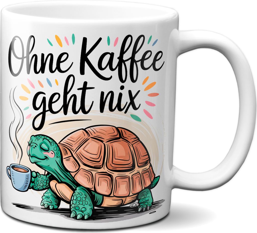 Tassenking Kaffeetasse Schildkröte – Ohne Kaffee geht nix – Produktbild 
