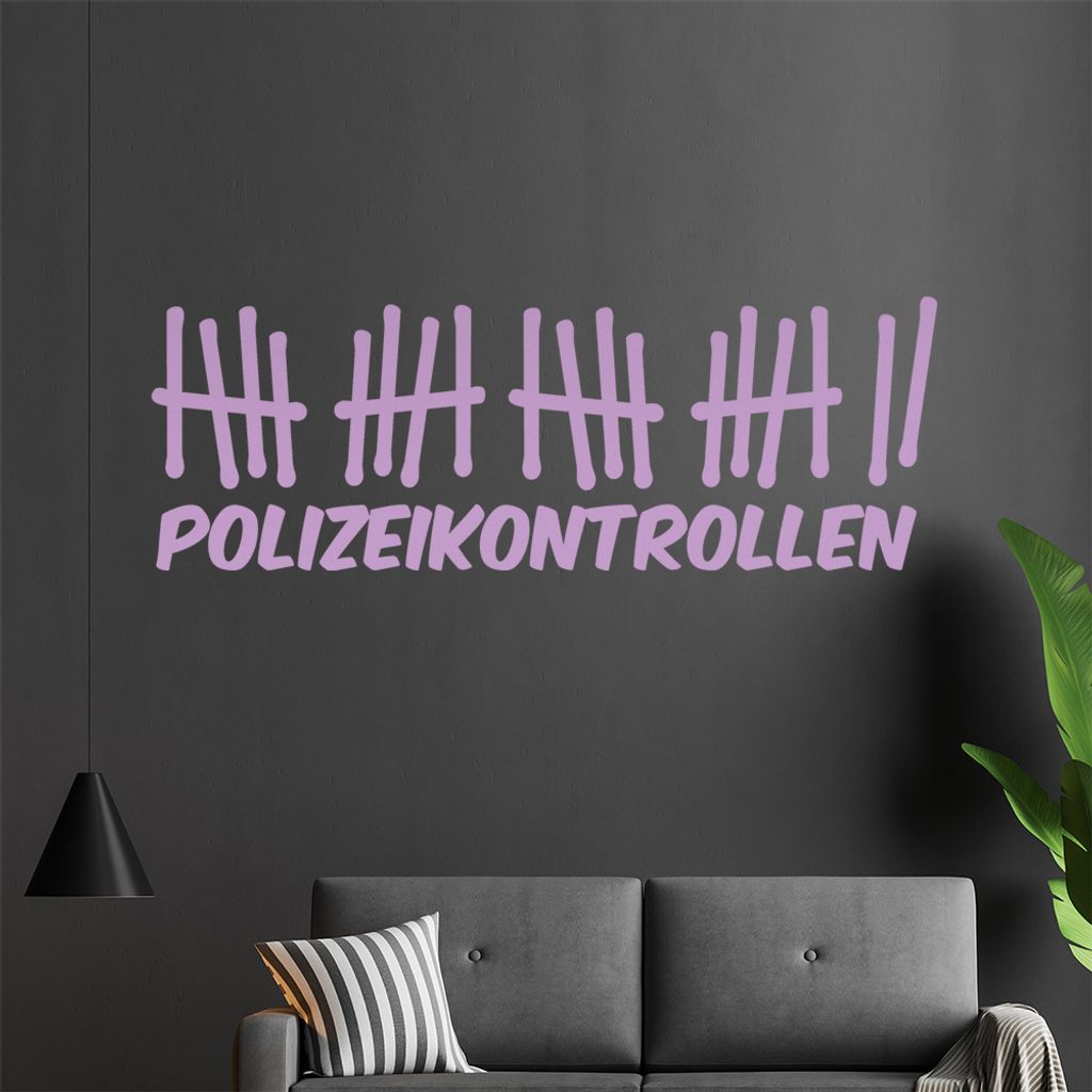 Polizeikontrollen Wandtattoo in 6 Größen - Wandaufkleber Wall Sticker - Dekoration, Küche, Wohnzimmer, Schlafzimmer, Badezimmer