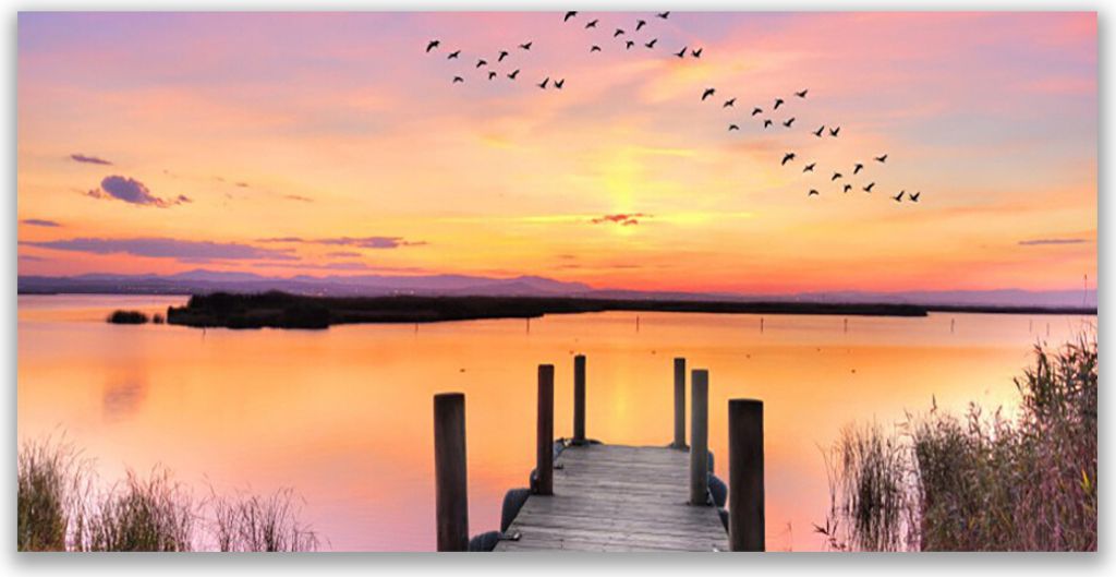 Tulup Leinwand-Bilder 140x70 Wandbild Canvas Kunstdruck Meer Brücke Landschaft