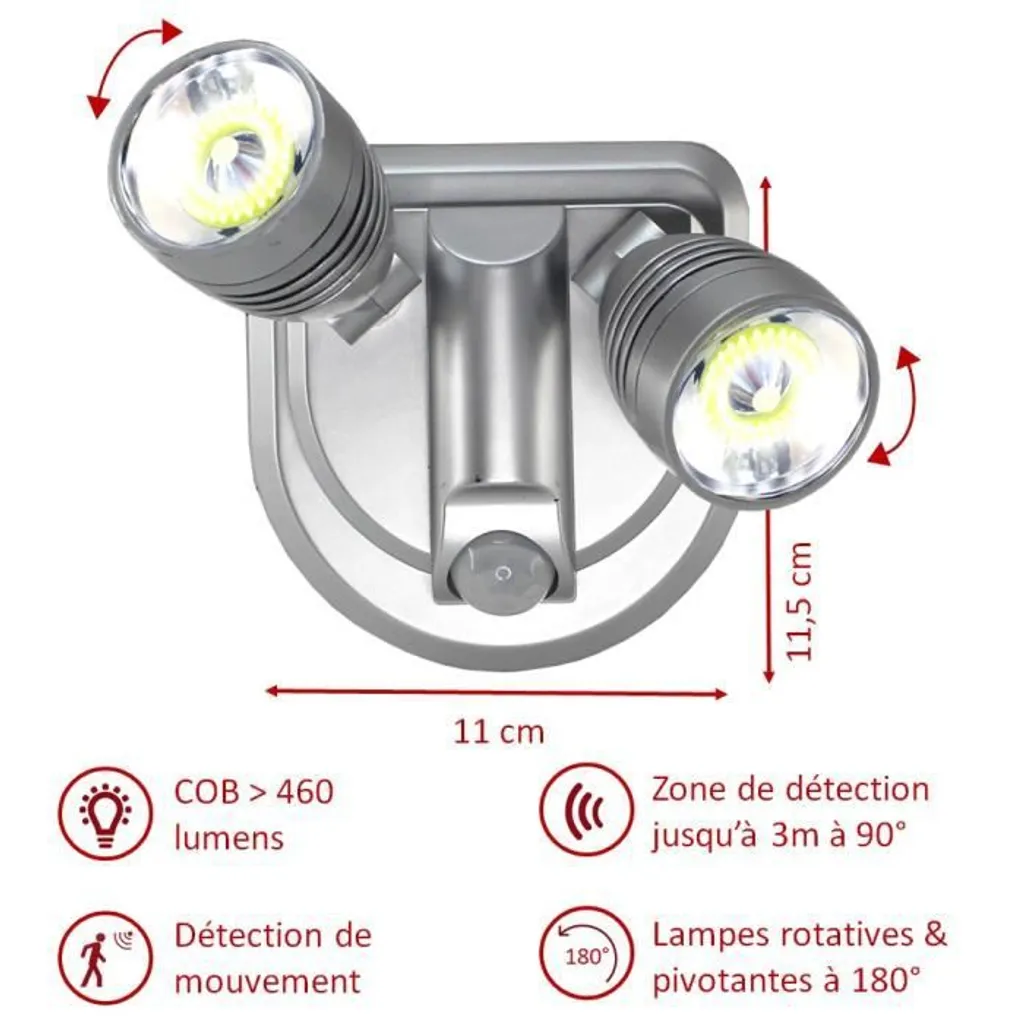 Lampe Double Projecteur LED COB FISHTEC à Capteur Crépusculaire Autonome - 3