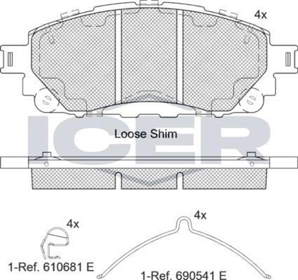 ICER 182296 Bremsbelagsatz, Scheibenbremse OE 044650K380 kompatibel mit Hilux