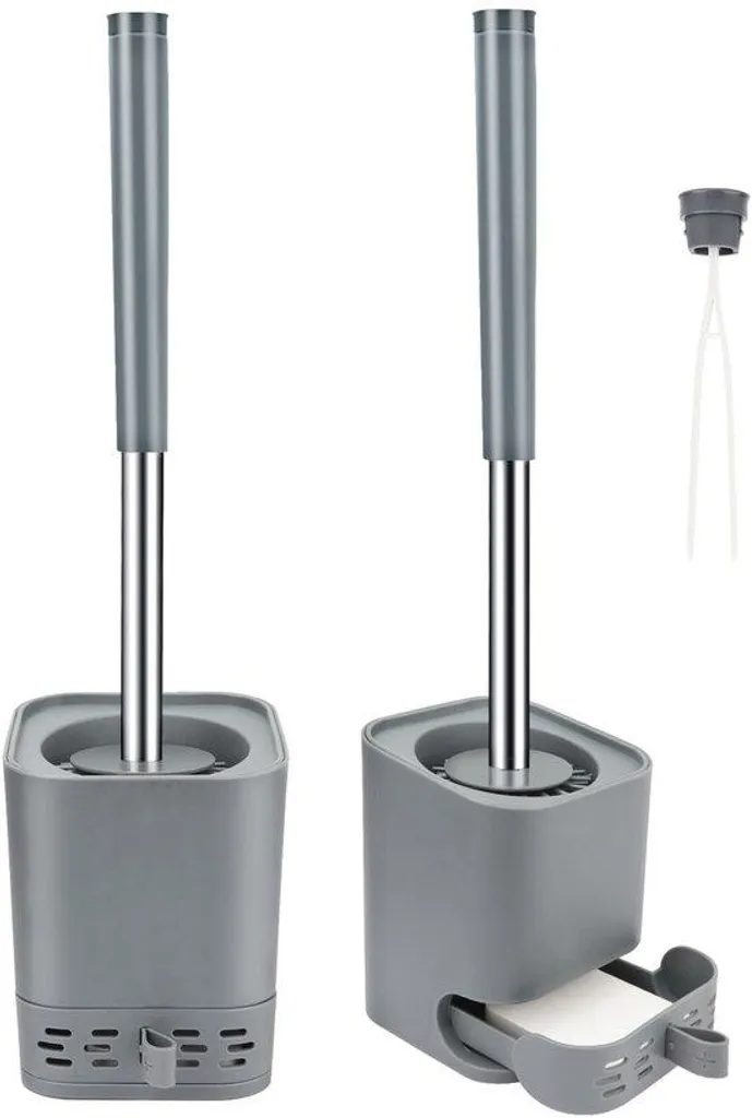 Brosse de toilettes silicone gris anti-adhérent lot de 2 haute qualité