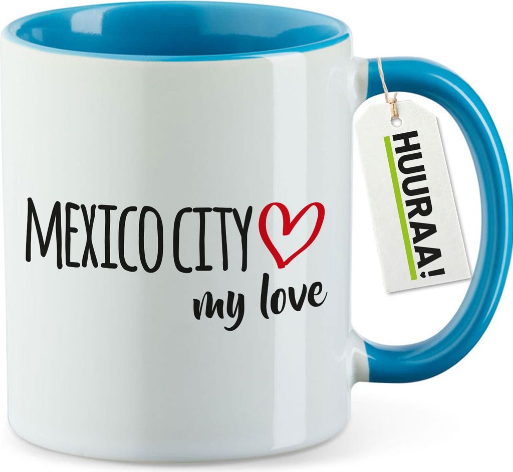 Huuraa Kaffeetasse Mexico City my love 330ml Blau Keramik Kaffeebecher Geschenkidee