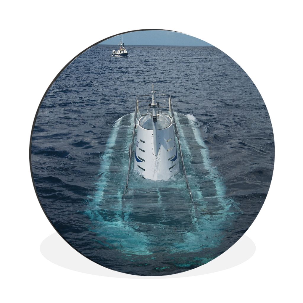MuchoWow Aluminium Wandkreis Ein tauchendes U-Boot im Ozean Ø 60 cm Wanddeko Modern Wohnzimmer - Wand Kreis - Wandbild - Schlafzimmer - Aluminiu...