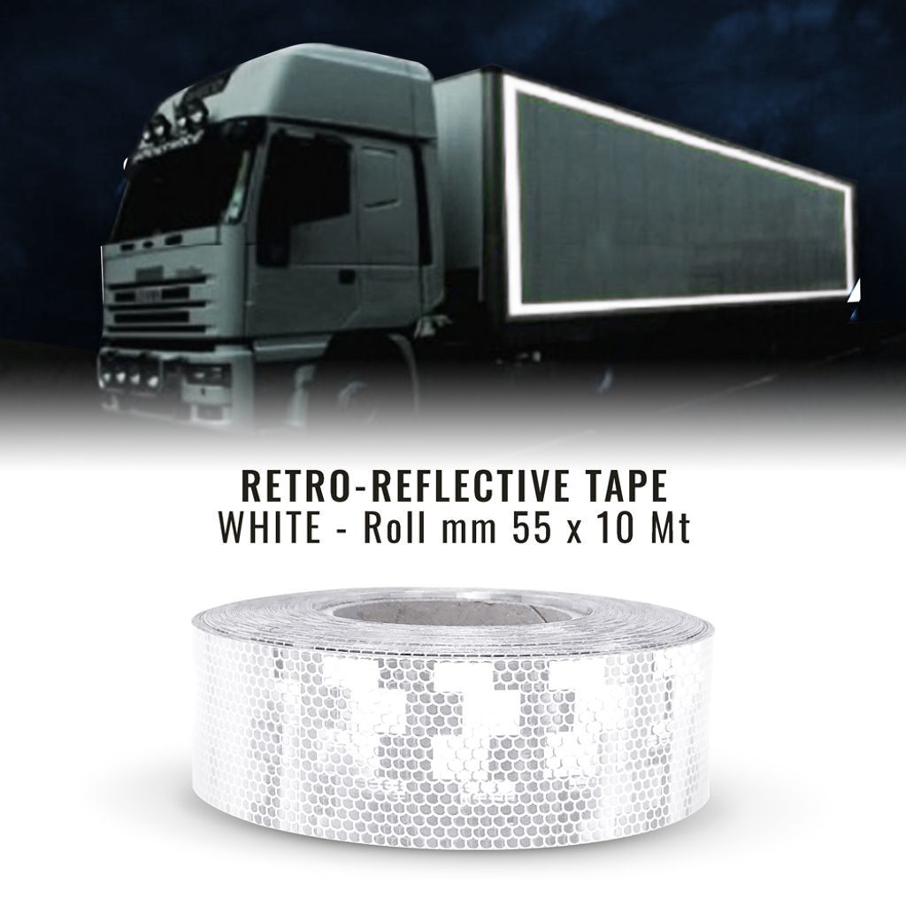 Reflektierende Bänder Zugelassen ECE ONU 104, weiß, 55 X 10 Mt