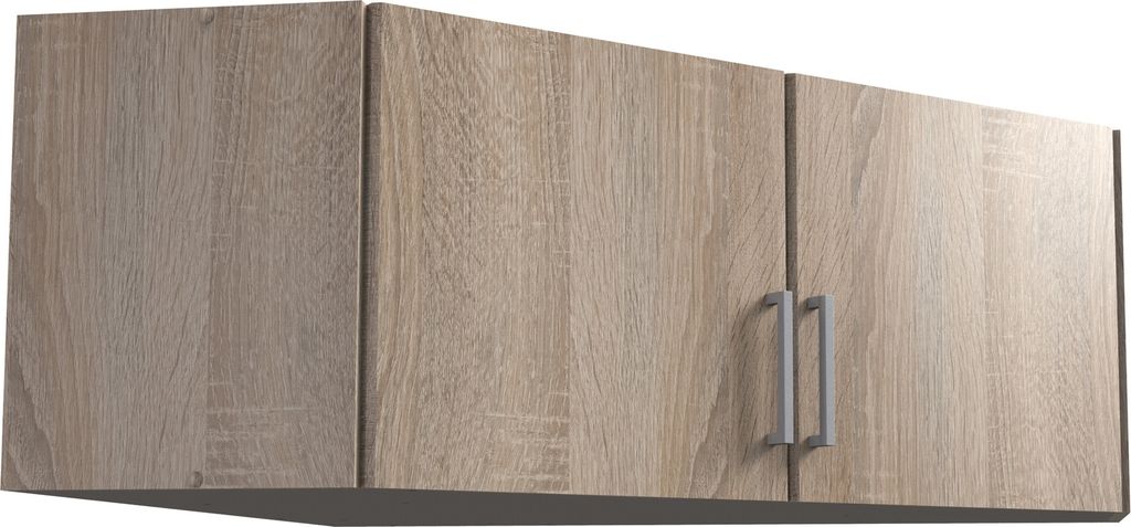 Schrankaufsatz "Click" aus Spanplatte in Eiche-Sägerau-Nachbildung. Abmessungen (B/H/T) 95x40x95 cm