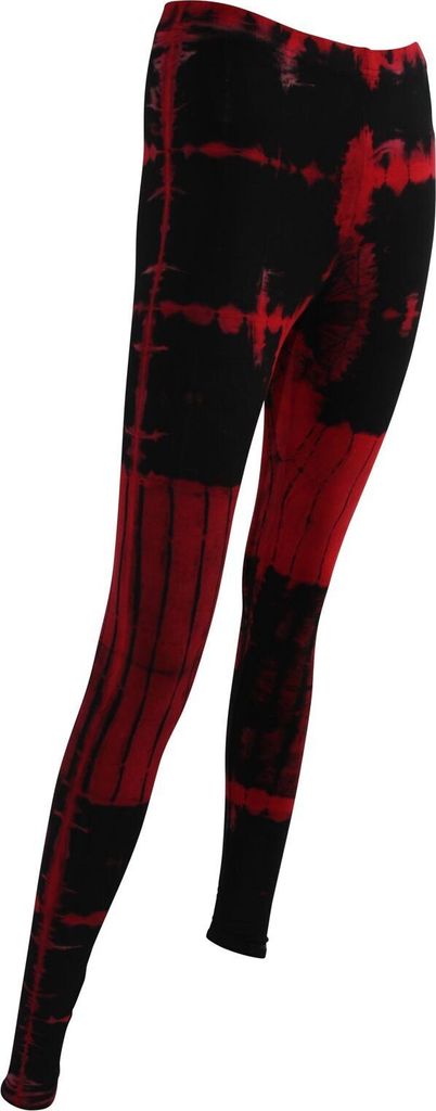 Leggings - Batik - Muster 02 - schwarz - rot-kirschrot