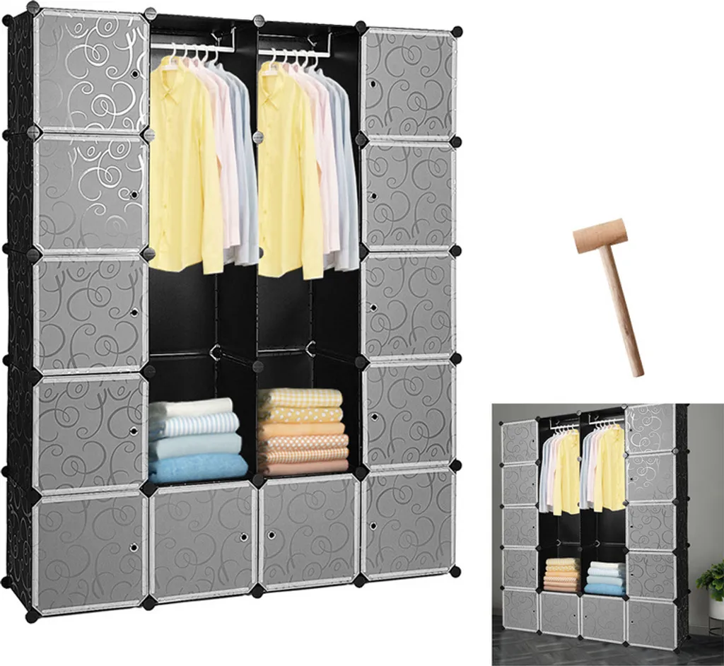 Jiubiaz Armadio 20 Cubi Sistema Scaffalatura Fai da Te Modulare Economico