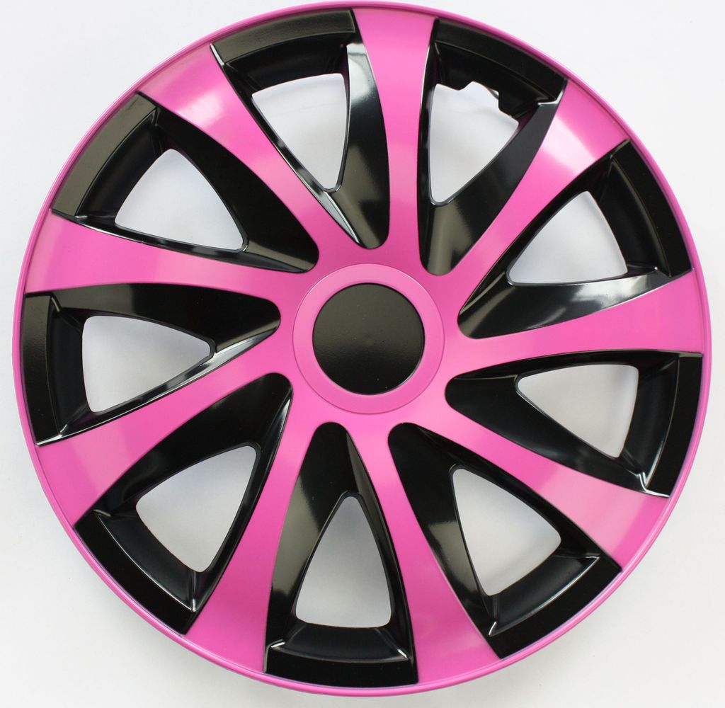 SET Radkappen Radzierblenden 4er Satz 14 DRACO pink-black