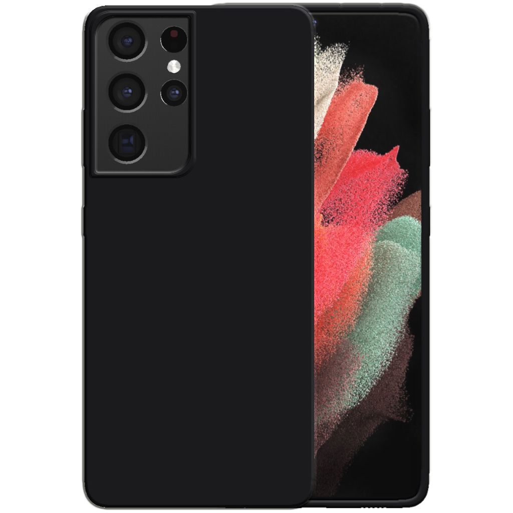 Smartphonica Silikonhülle für Samsung Galaxy S21 Ultra Hülle mit weicher Innenseite - Schwarz