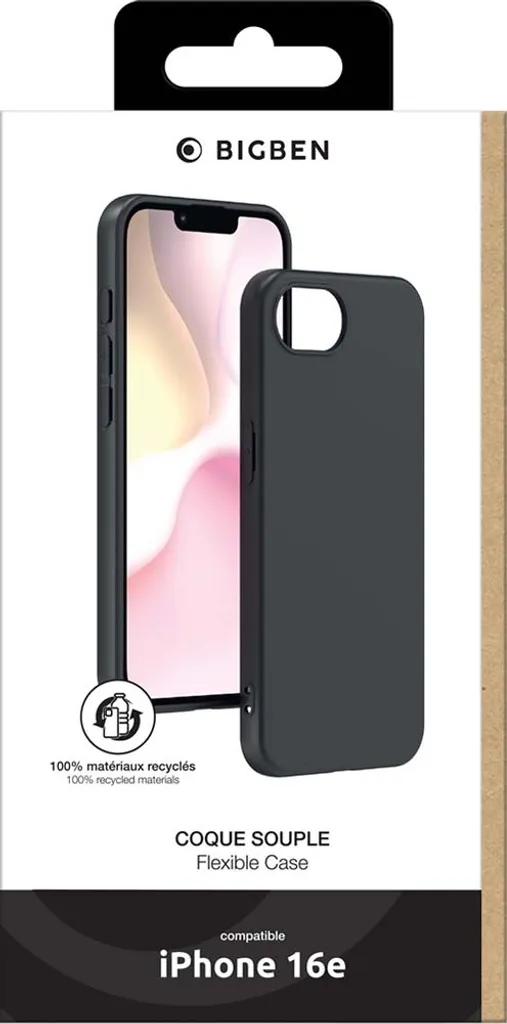 Cover iPhone 16e BigBen Connected Silicone Nero SoftTouch - Shockproof - 4