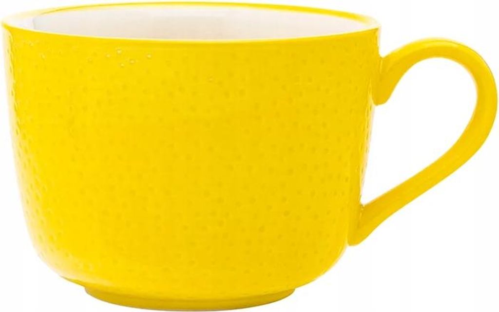 Keramiktasse 470 ml, gelb mit Zitronenmuster