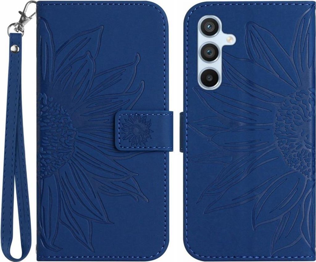 Samsung Galaxy A56 Hülle - Coverup Sonnenblume Klapphülle mit Schlüsselband - Blau