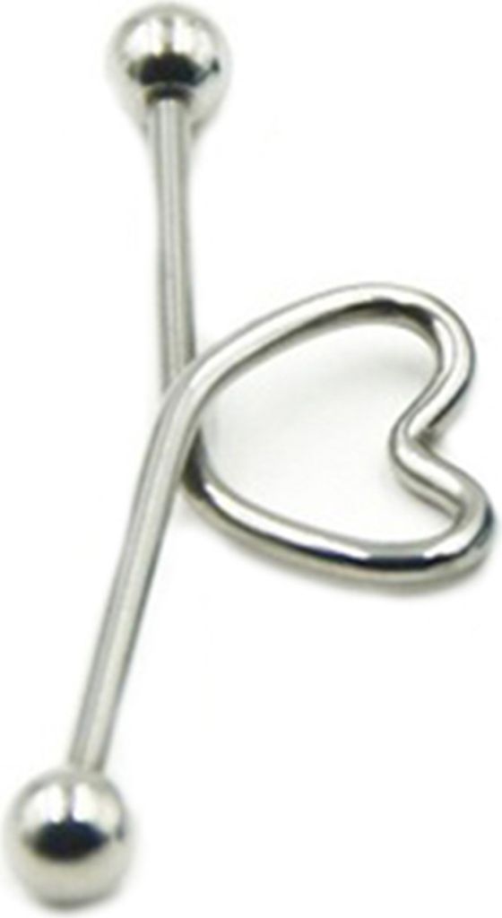 1 Stück Uni Edelstahl Herzförmiges Knorpelpiercing Industrial Barbell-Silber
