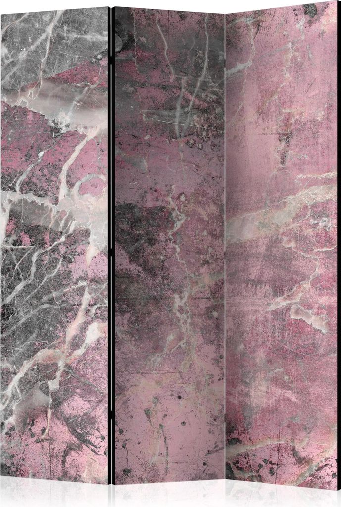 3-teiliger Doppelseitiger Vlies Paravent - Stone Spring 135x172 cm Muster f-C-0364-z-b
