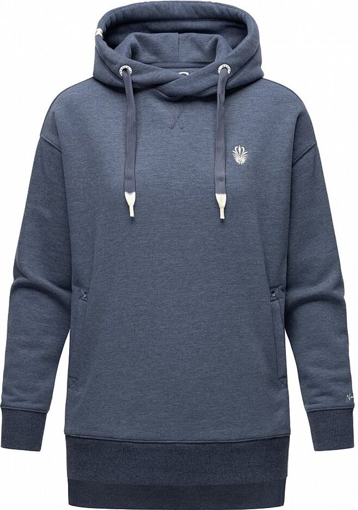 Navahoo Damen Sweatshirt Kapuzen Hoodie Oversize warm Pullover Silberengelchen Dusty Blue Melange Gr: 36 - S