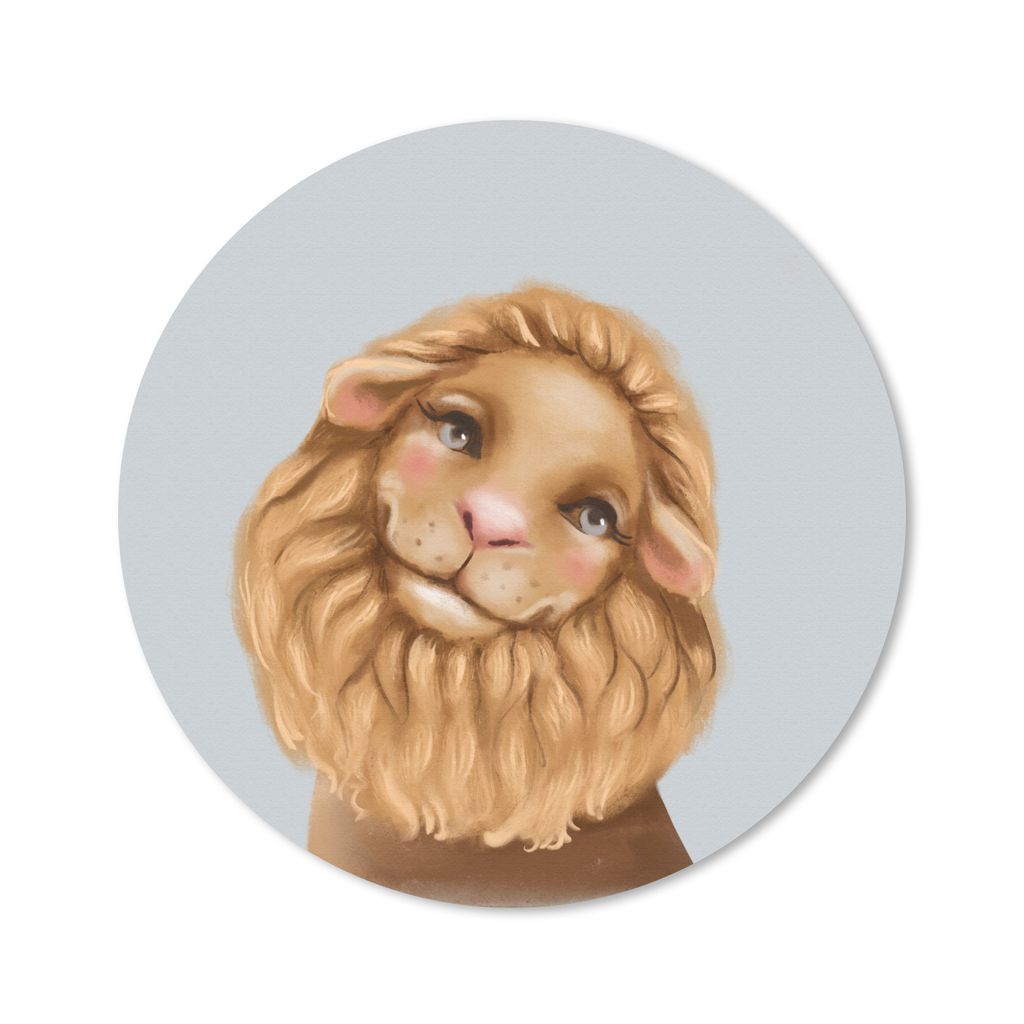 MuchoWow Mauspad Mousepad Löwe - Kinder - Grau 20x20 cm - Mousepads - Maus Mat - Pad - Mausunterlage - Schreibtischmatte