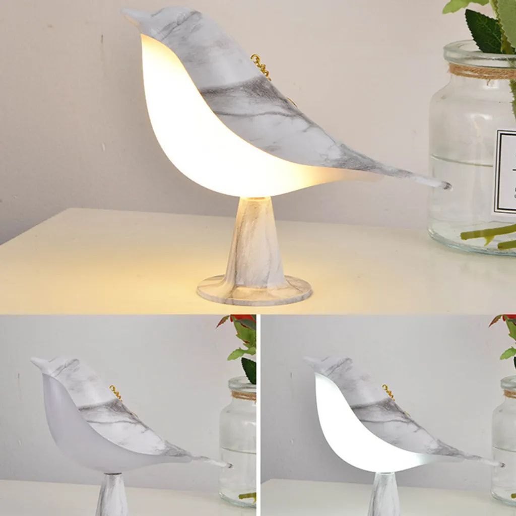 15cm Weiß Vogel LED Nachtlicht USB LED Schreibtischlampe Produktbild 3