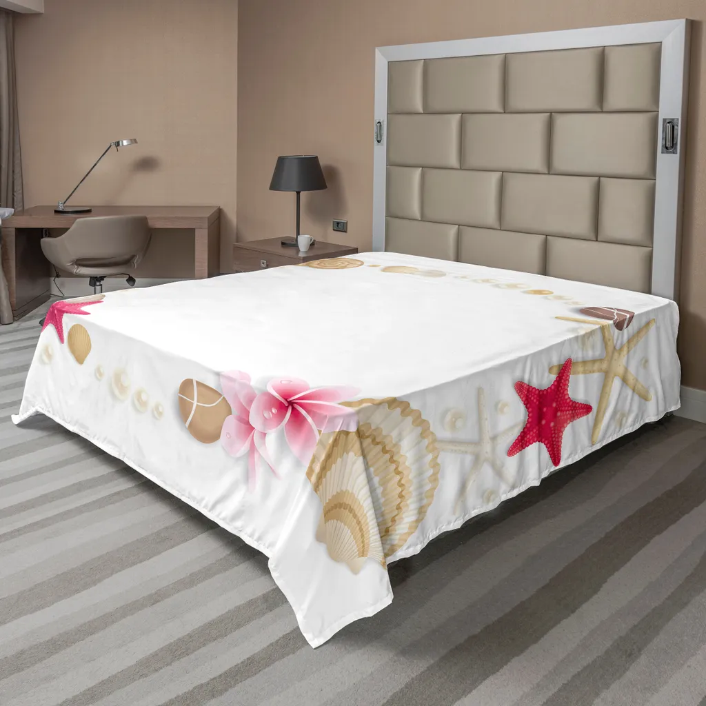 Drap plat doux à motif étoiles de mer et pierres naturelles 275x260