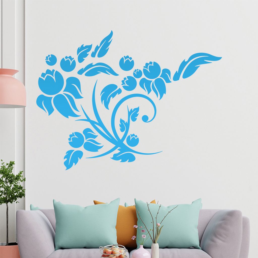 Tribal Ranke Blume Wandtattoo in 6 Größen - Wandaufkleber Wall Sticker - Dekoration, Küche, Wohnzimmer, Schlafzimmer, Badezimmer
