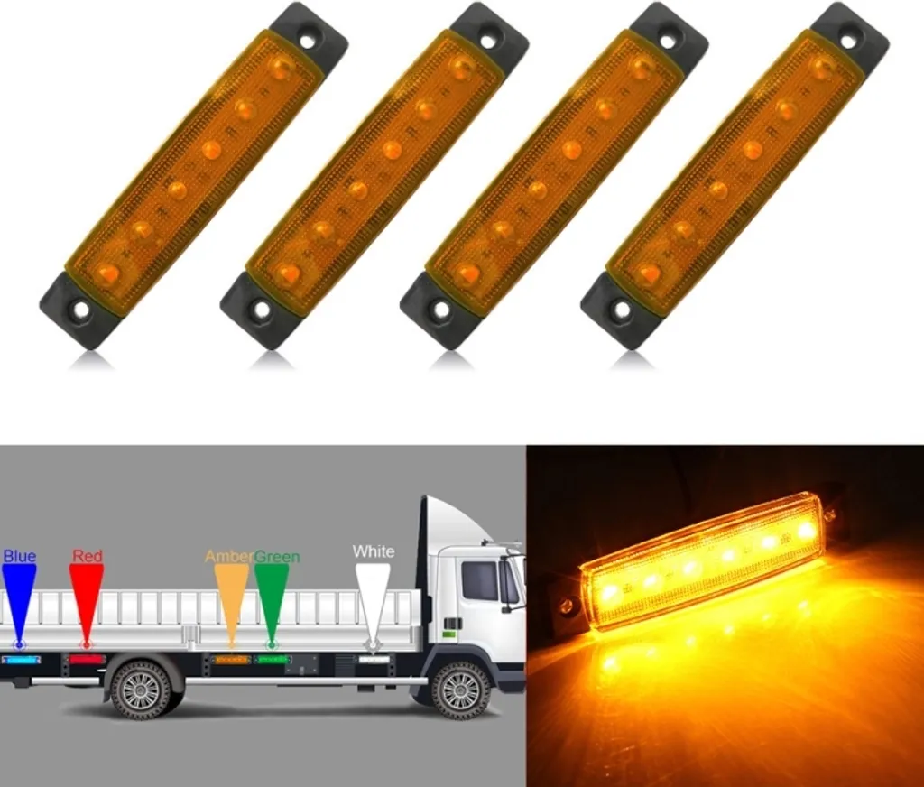 4 Luci di Posizione LED Ambra 12V per Camion e Rimorchio - 6 SMD