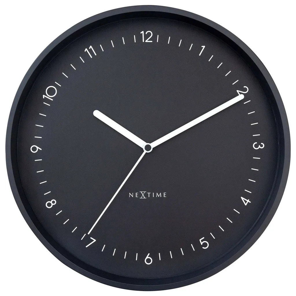 NeXtime Berlin 3305ZW Horloge Murale Noire 30cm Design Silencieux
