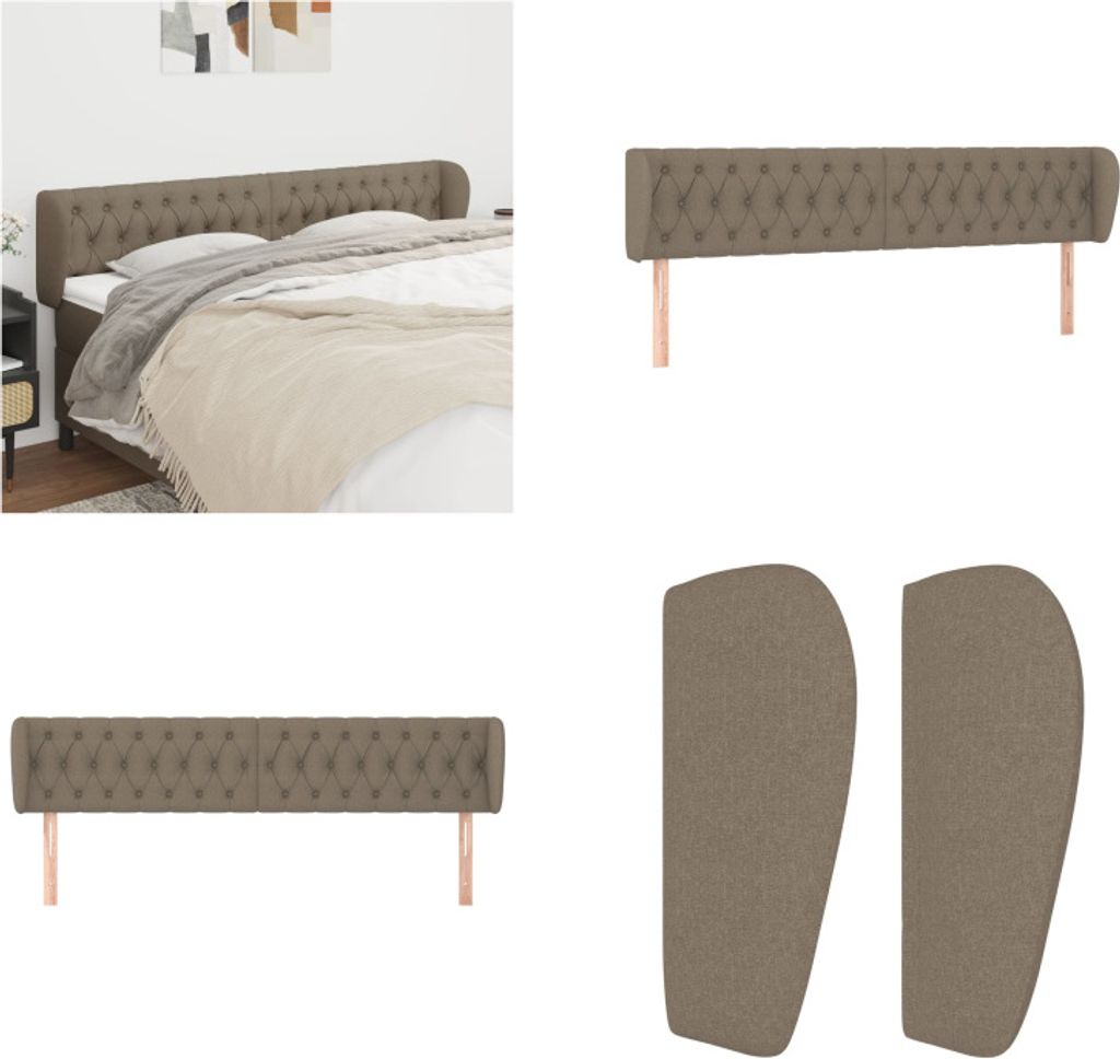 vidaXL Kopfteil mit Ohren Taupe 203x23x78/88 cm Stoff - Produktbild 