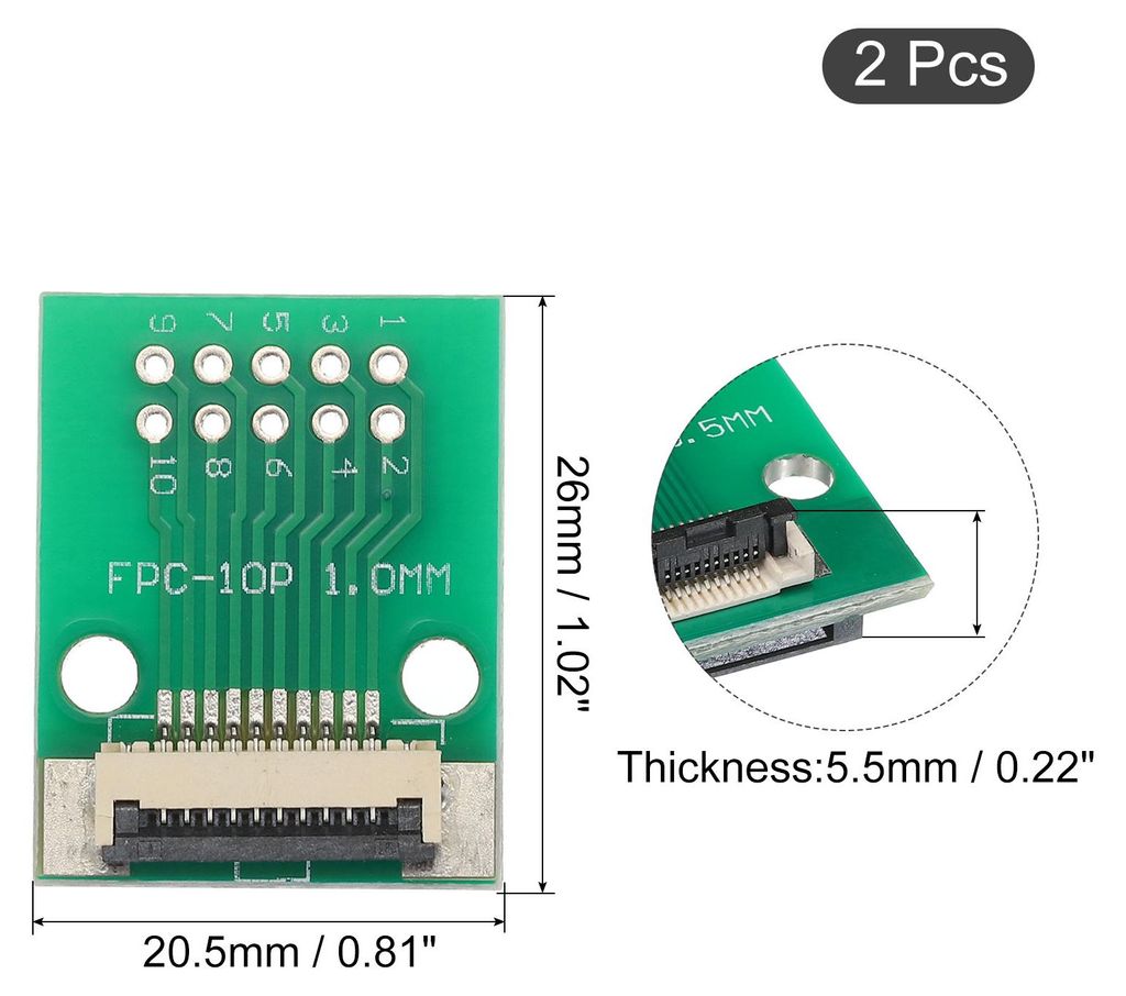 2 Stš¹ck FPC FFC PCB Platine 10P 0.5mm am Sockel Seite Rš¹ckseite 1.0mm bis DIP 2.54mm fš¹r LCD 3D Drucker Kamera DVD TV